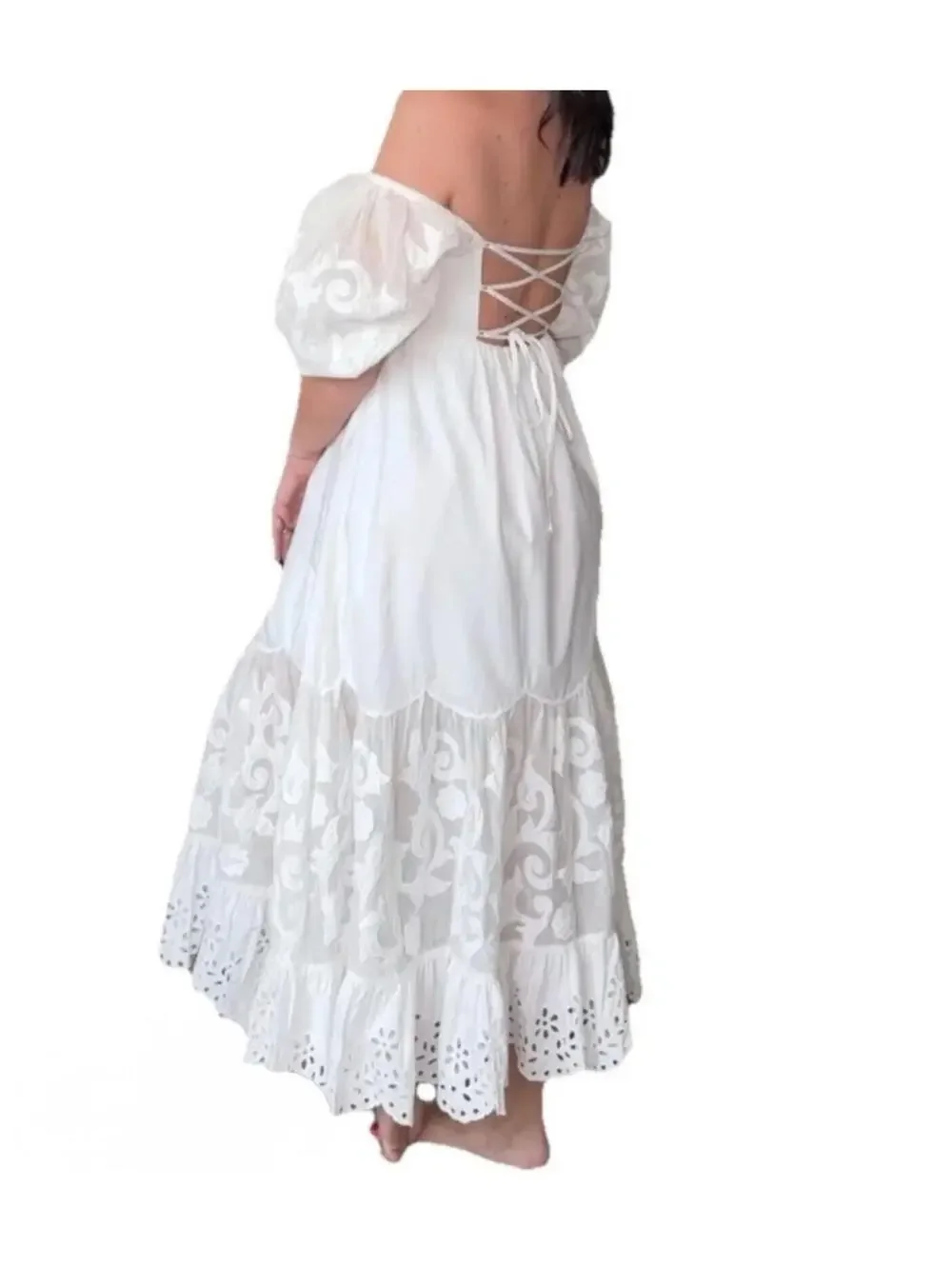 NWT A & F Bohemian White Maxi Dress size M